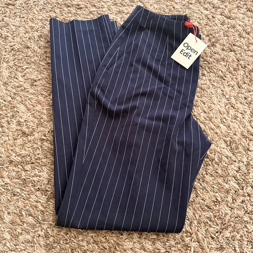 Open edit navy blue pinstripe